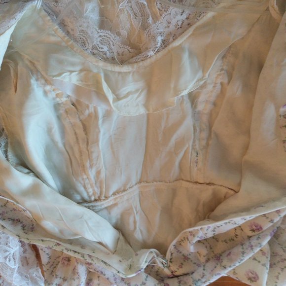 Vintage Floral & Lace Maxi Dress Homecoming Prom Prairie Boho Romantic Wedding - Picture 12 of 16